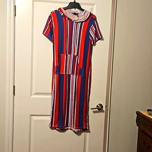 Women hoodie red, white & blue dress